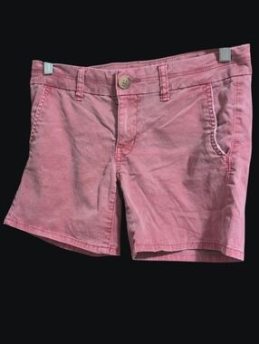 American Eagle Stretch Midi Shorts Women’s Size 0 Purple Pink Flat Front Cotton